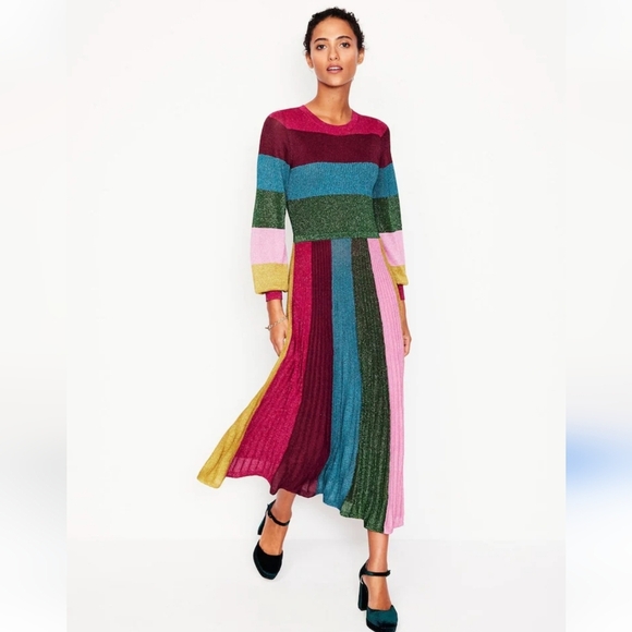 Boden NWTs Ribbed Metallic Party Dress - Picture 5 of 8